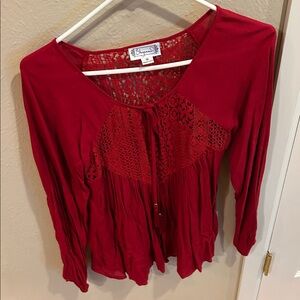 SHYANNE Crimson Lace Long Sleeve Blouse like new . Medium